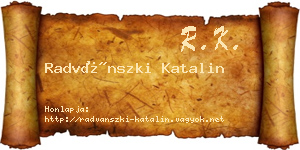 Radvánszki Katalin névjegykártya