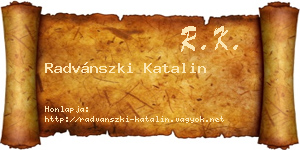 Radvánszki Katalin névjegykártya